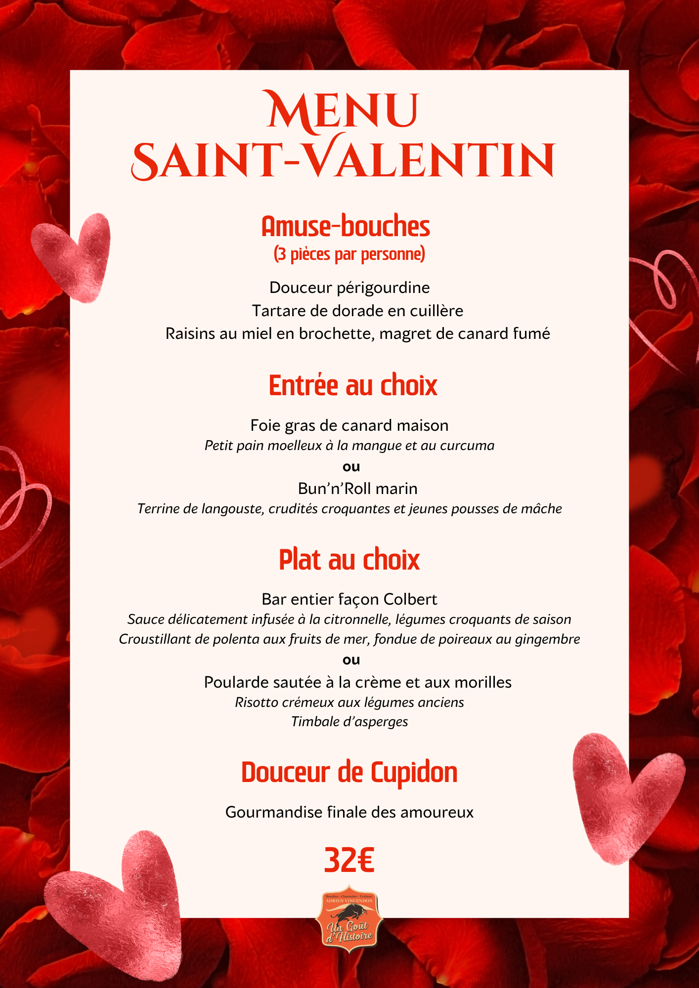 Menu Saint valentin un gout d'histoire